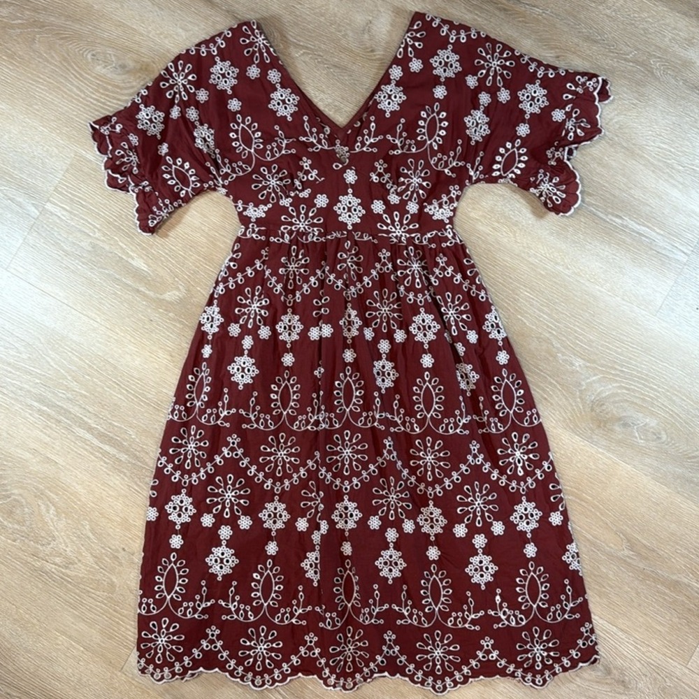 BB Dakota Steve Madden Womens Eyelet Sun Dress Size Small Cottagecore - Picture 4 of 9